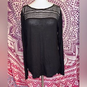 H&M Black Geometric Long Sleeve Shirt Women’s Size Medium